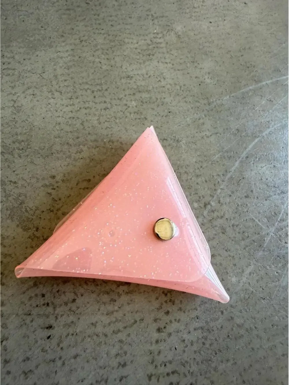 Pink Glitter Triangle Coin Pouch / Mini Snap Storage Case
